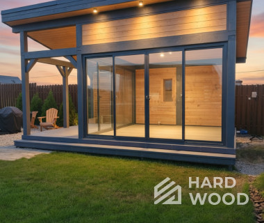 Серая беседка для дачи из дерева №101 - фото 2298